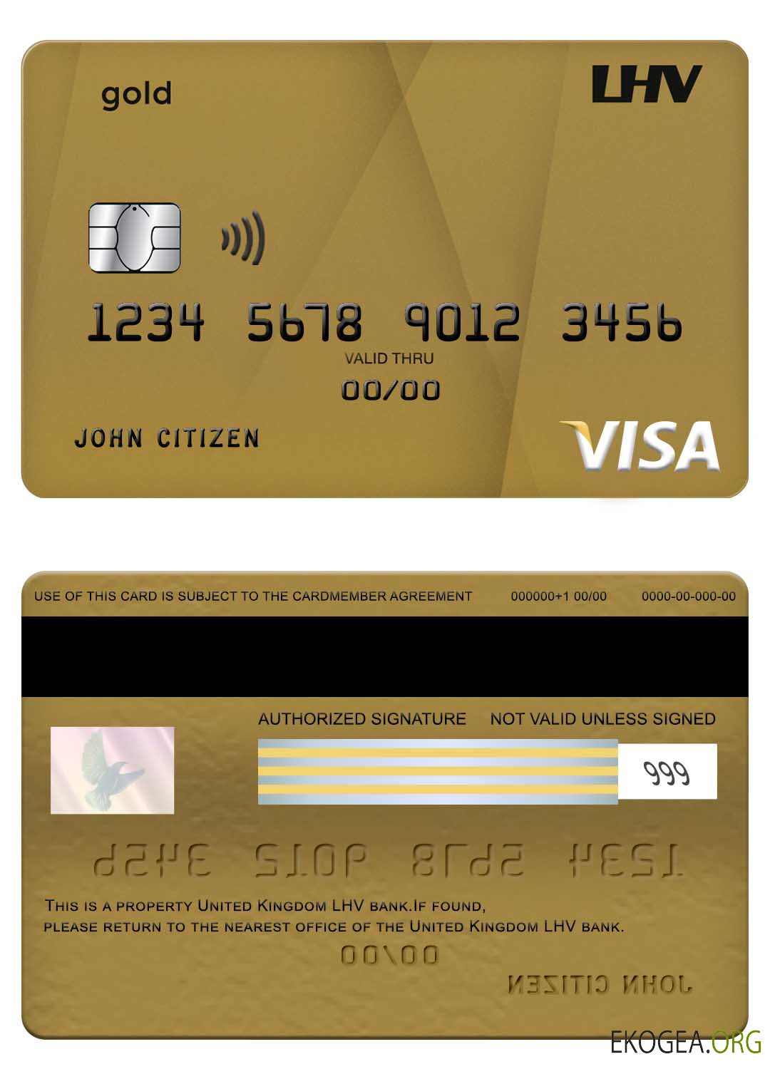 Carte visa or bancaire LHV du Royaume Uni